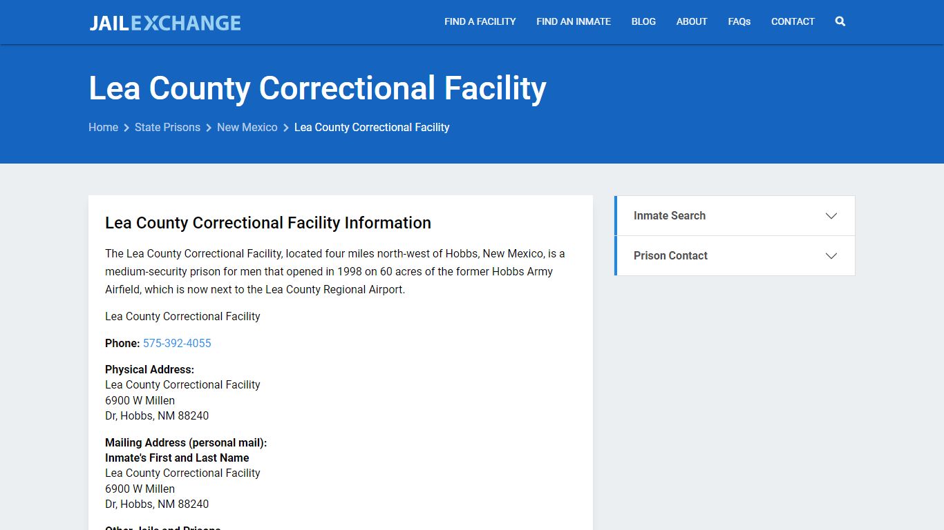 Lea County Correctional Facility Inmate Search, NM - Jail Exchange